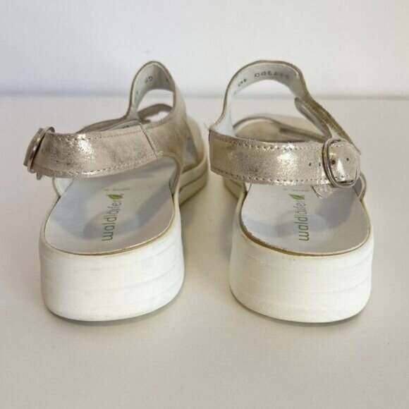 Waldlaufer Sina Metallic Silver Leather Comfort Sandals - Picture 5 of 8